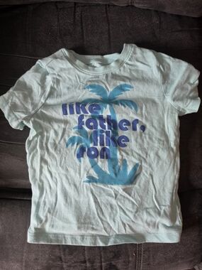 Old Navy Light Aqua Graphic Tee with Blue Palm Tree Print